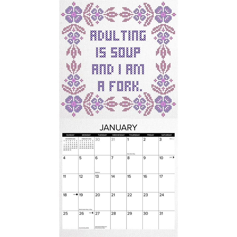 Bitchin Cross Stitchin 2026 Wall Calendar