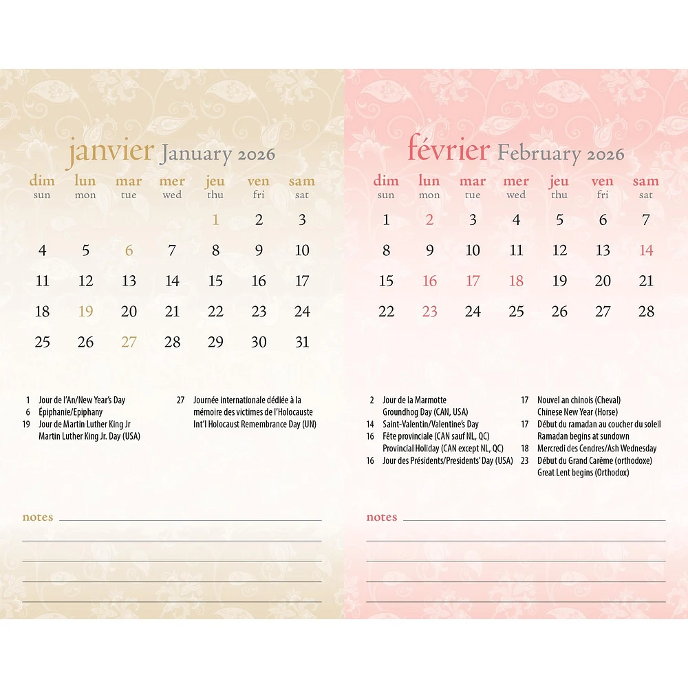 Motifs 2026 Double View Easel Calendar (French)