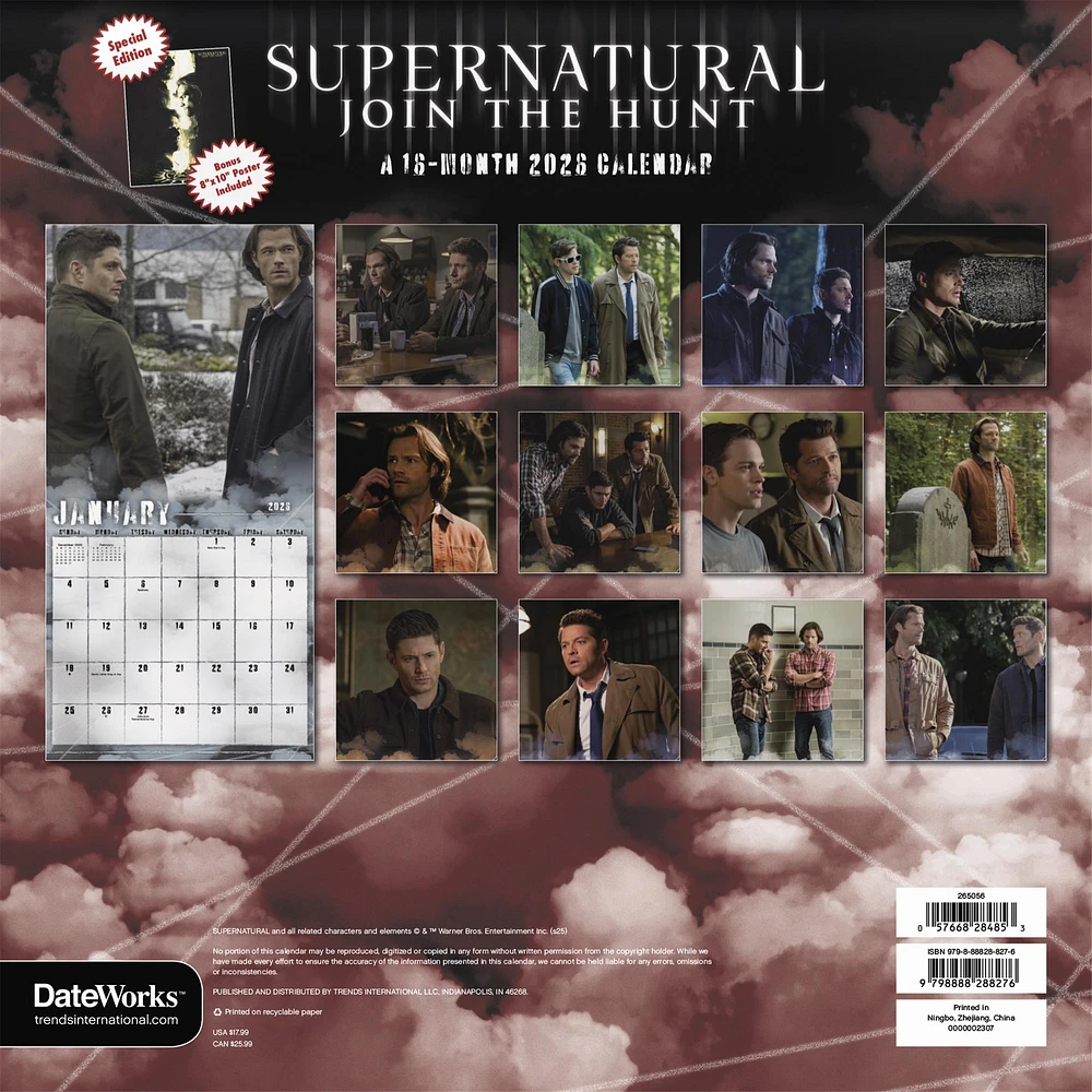Supernatural Exclusive with Print 2026 Deluxe Wall Calendar