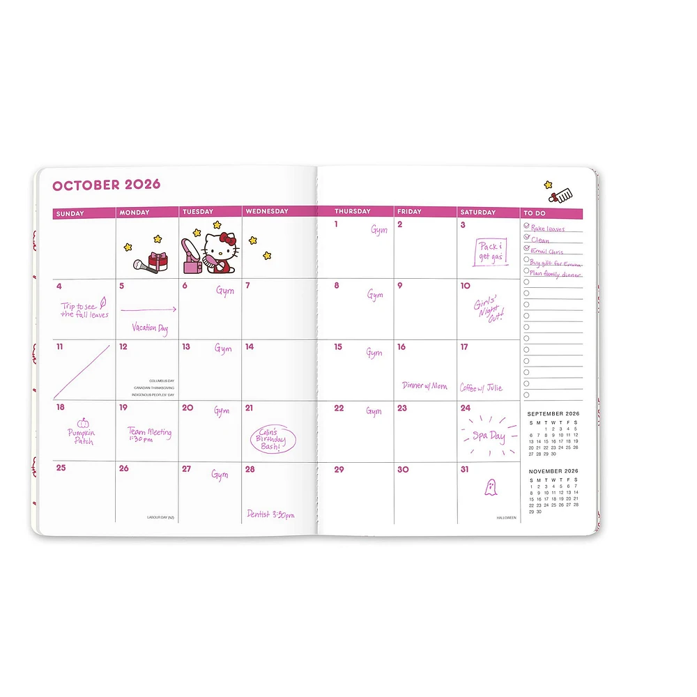 Hello Kitty Playful Pink Just Right 2025-2026 Monthly Planner Calendar - Online Exclusive