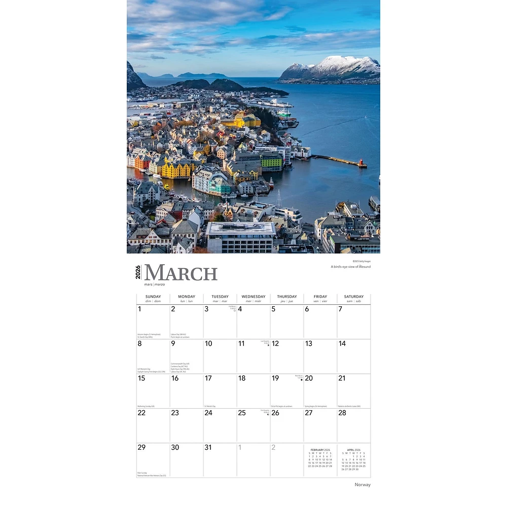 Norway 2026 Wall Calendar