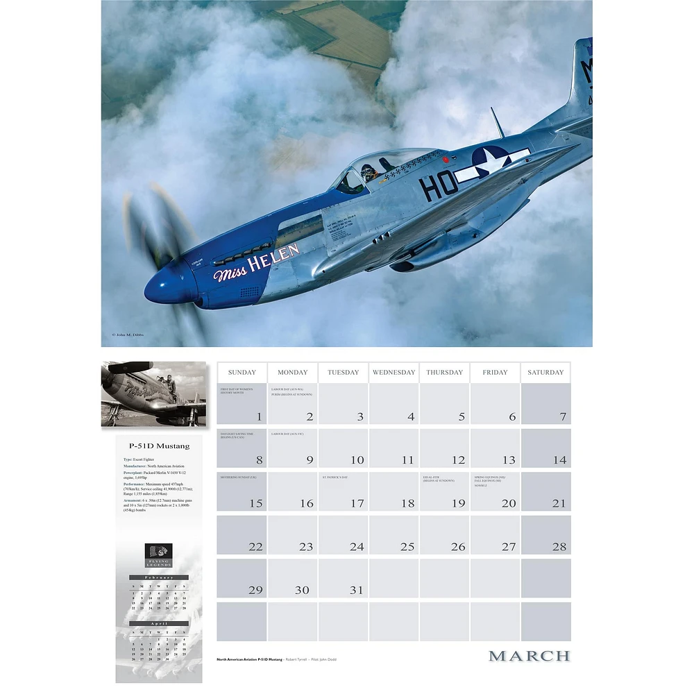 Flying Legends Oversized Wall  2026 Calendar