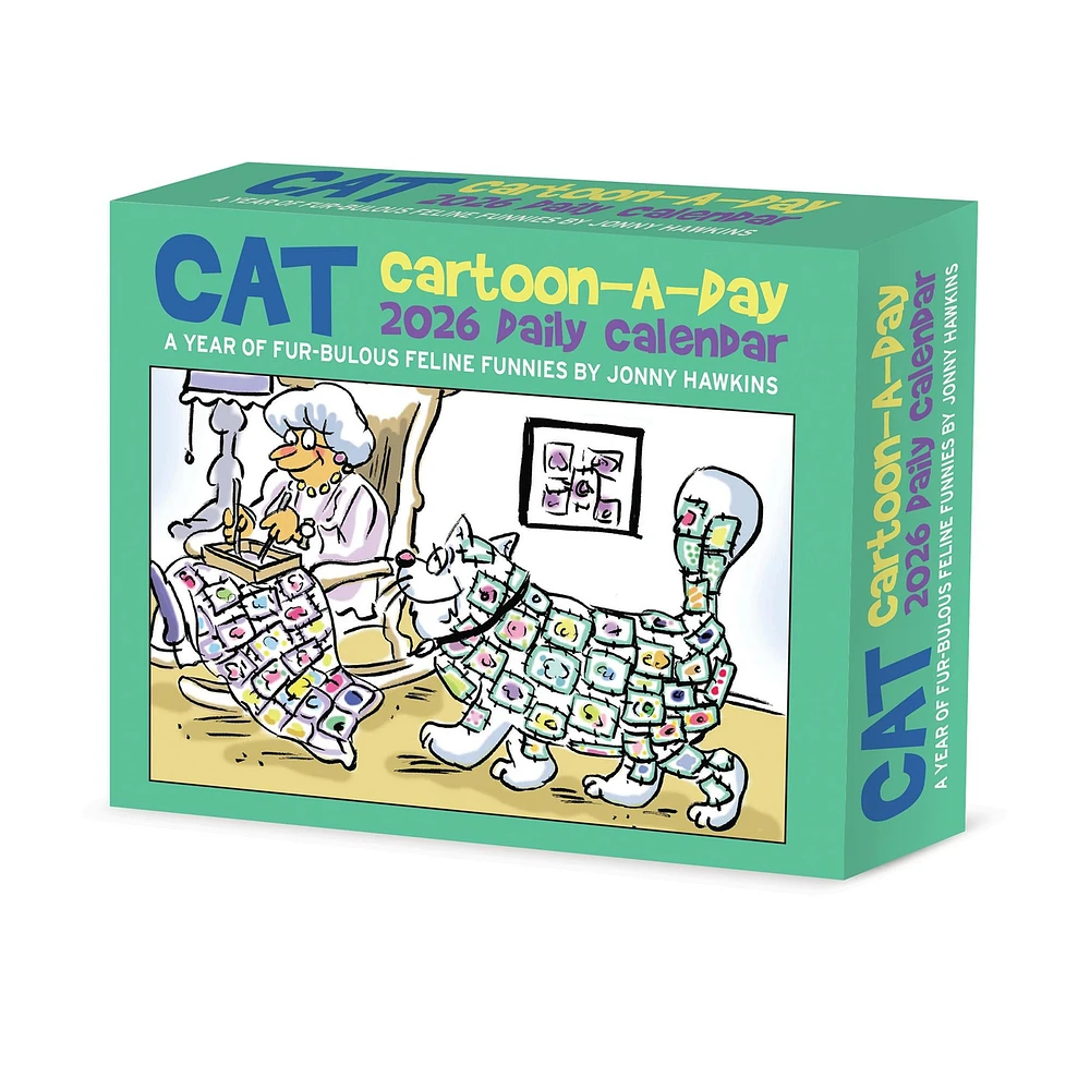 Cat Cartoon A Day By Jonny Hawkins 2026 Box Calendar