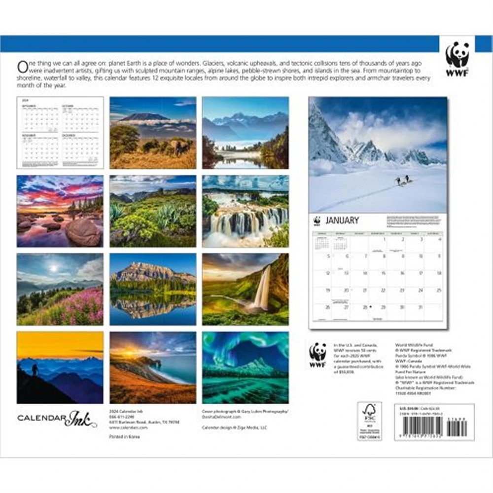 Beautiful Places World Wildlife Fund Wall 2025 Calendar