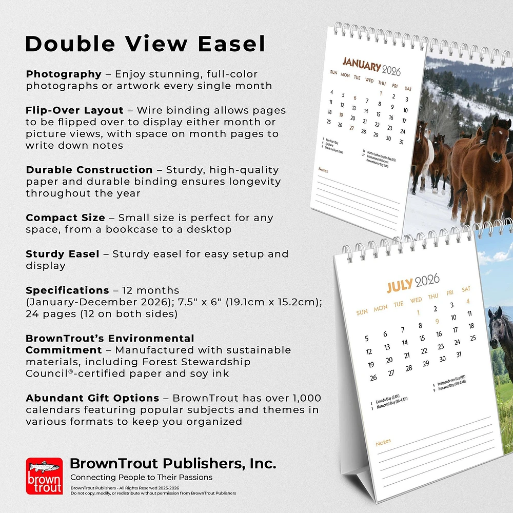 Horse Lovers 2026 Double View Easel Calendar - Online Exclusive