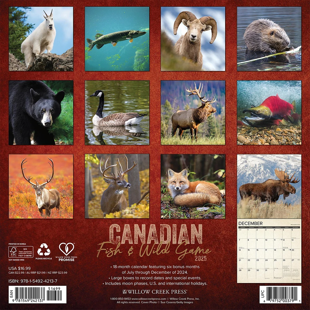 Canadian Fish And Wild Game Wall 2025 Calendar