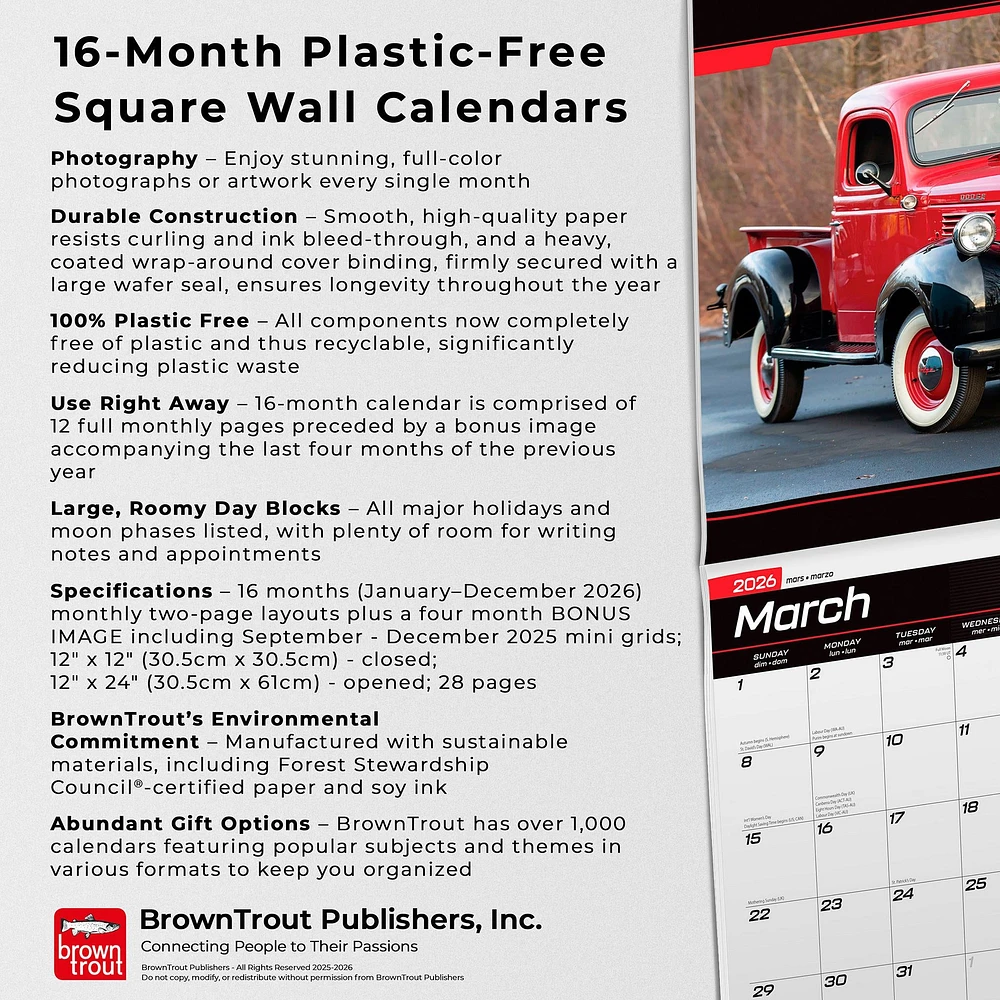 Classic Dodge Pickups 2026 Wall Calendar - Online Exclusive