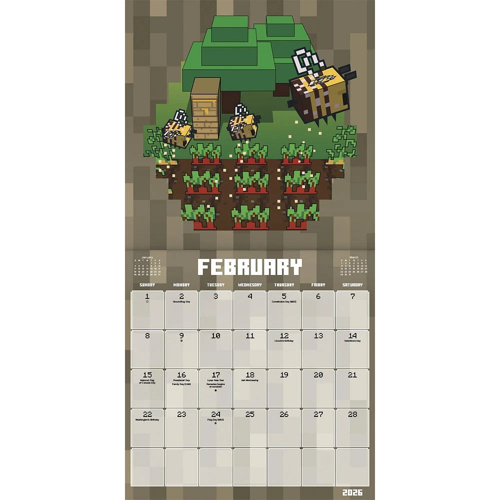 Minecraft Movie 2026 Wall Calendar