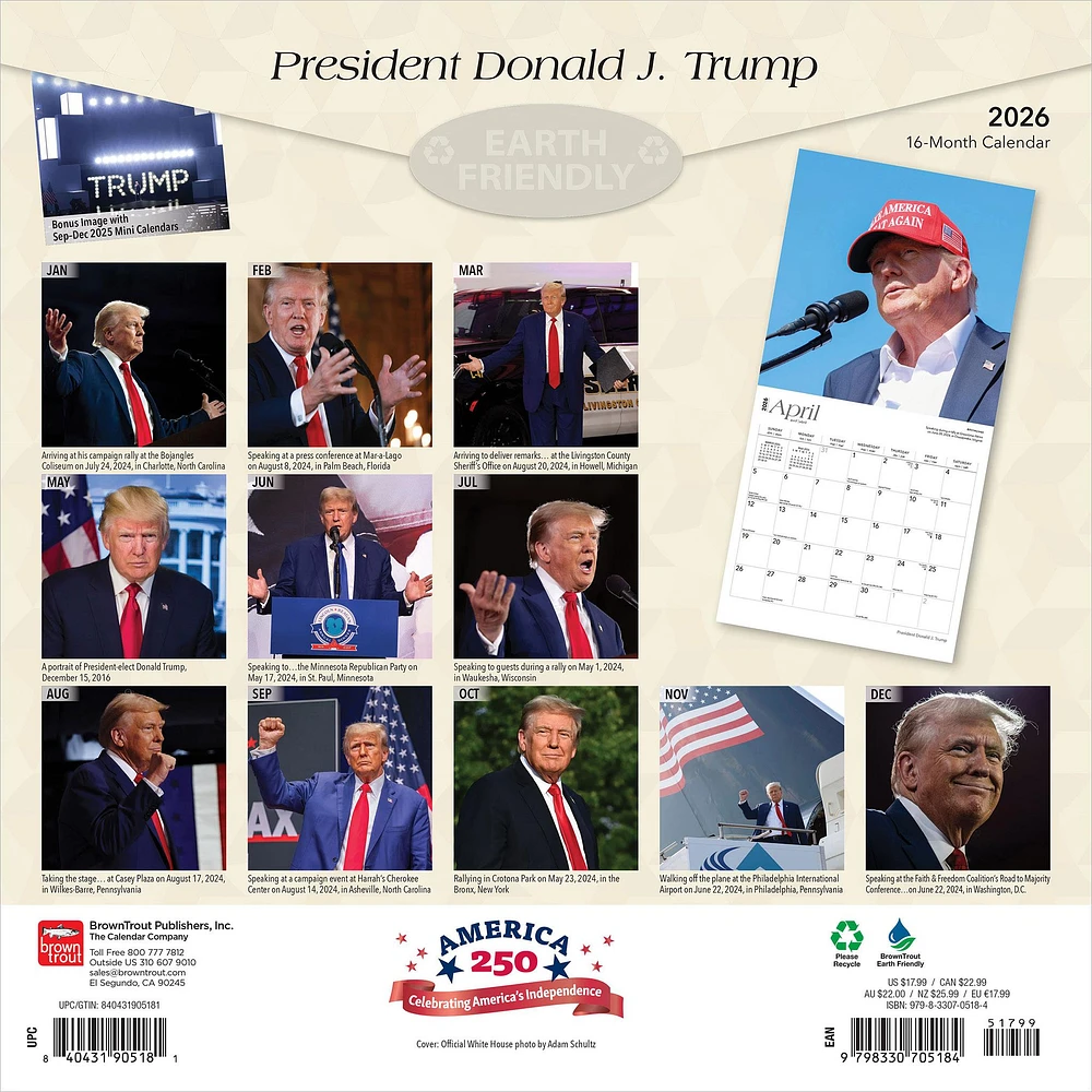 President Donald J Trump 2026 Wall Calendar - Online Exclusive