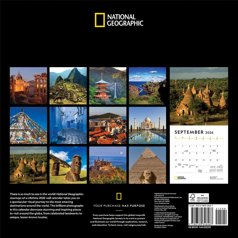 National Geographic Journeys Of A Lifetime 2026 Wall Calendar - Online Exclusive