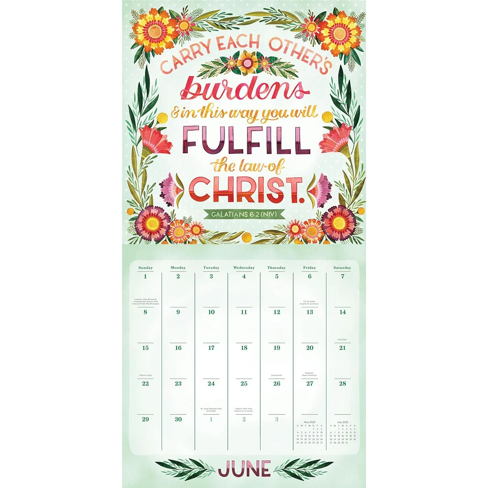 Bible Verses Illustrated Wall 2025 Calendar