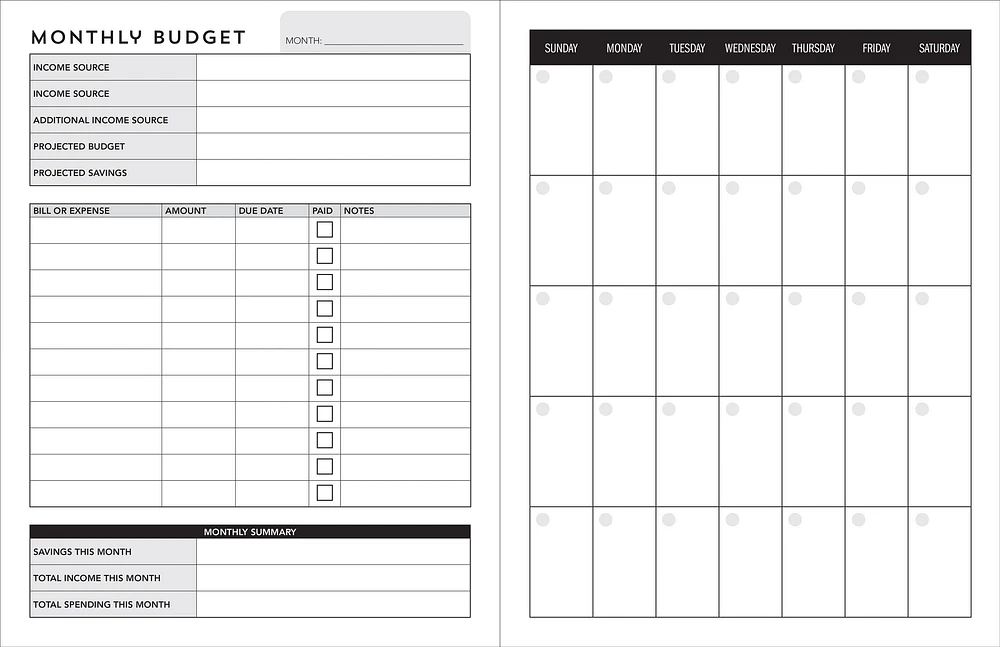 Weekly Budget Undated Planner