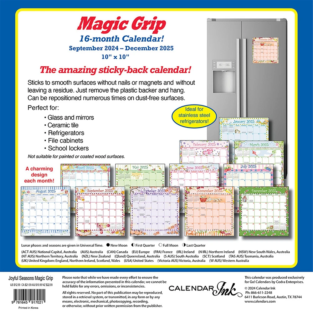 Joyful Seasons Magic Grip Mini 2025 Calendar