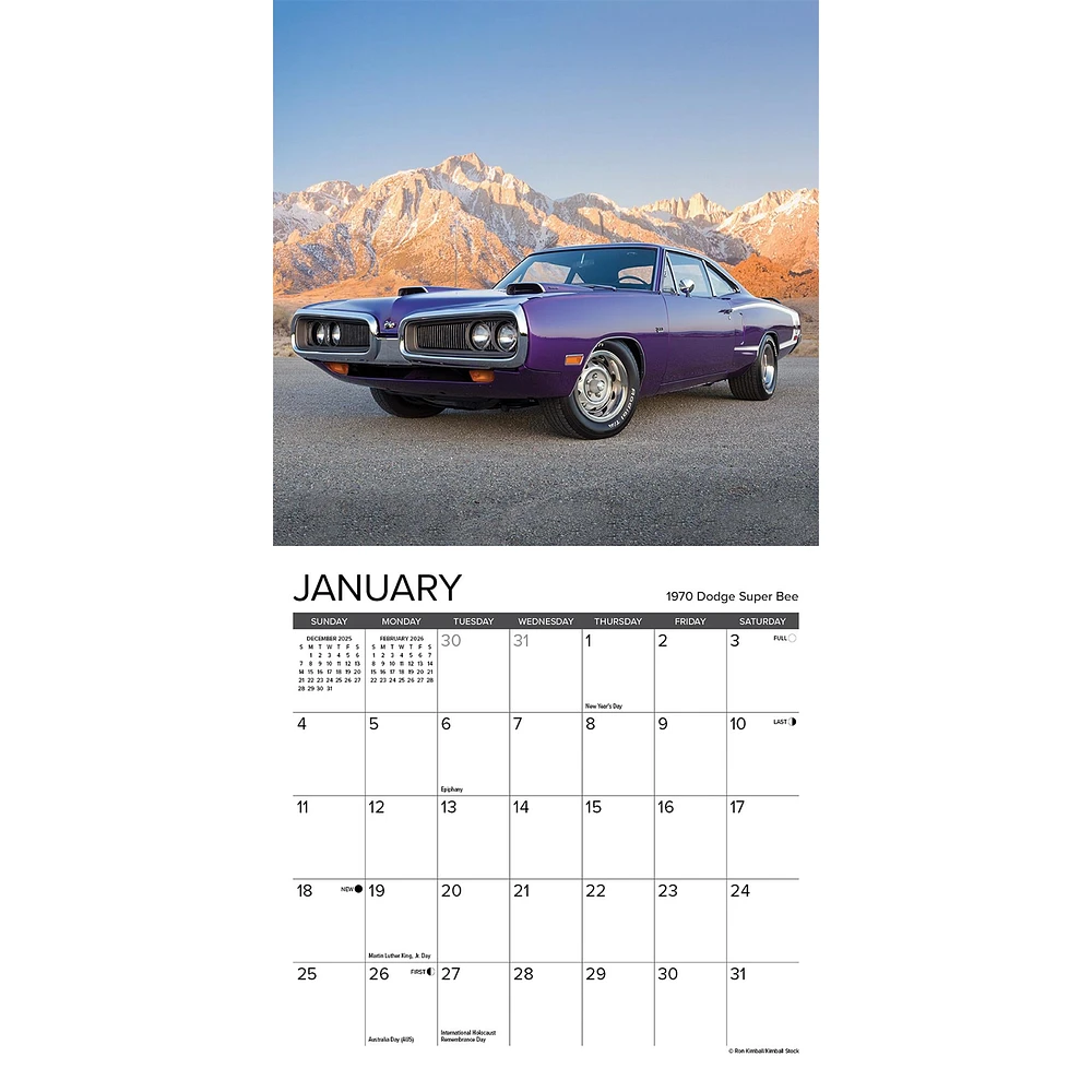 American Muscle Cars 2026 Mini Calendar