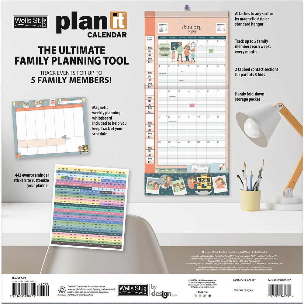 Moms Plan It 2025-206 Wall Calendar - Online Exclusive