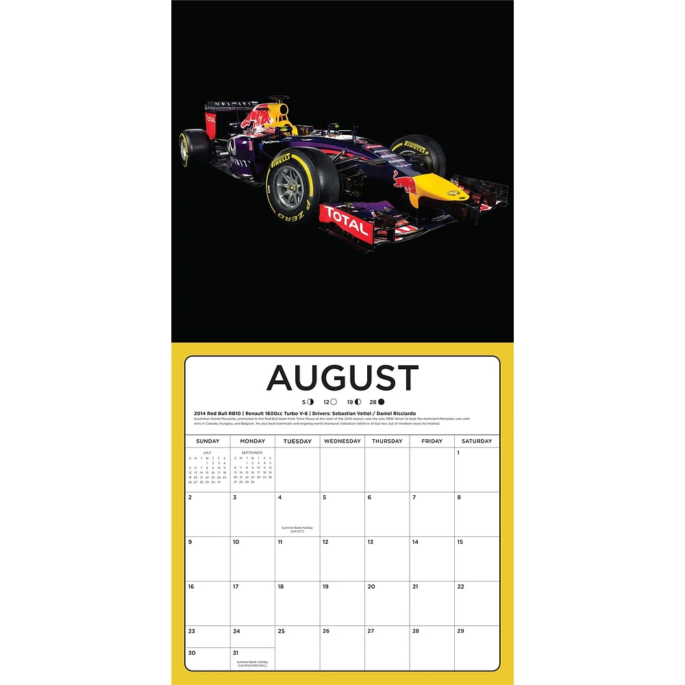 The Art of Formula 1 Race Car 2026 Wall Calendar
