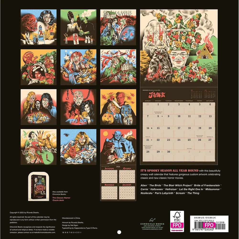 Classic Horror Movies 2026 Wall Calendar - Online Exclusive