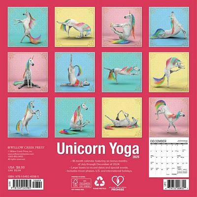 Unicorn Yoga Mini 2025 Calendar