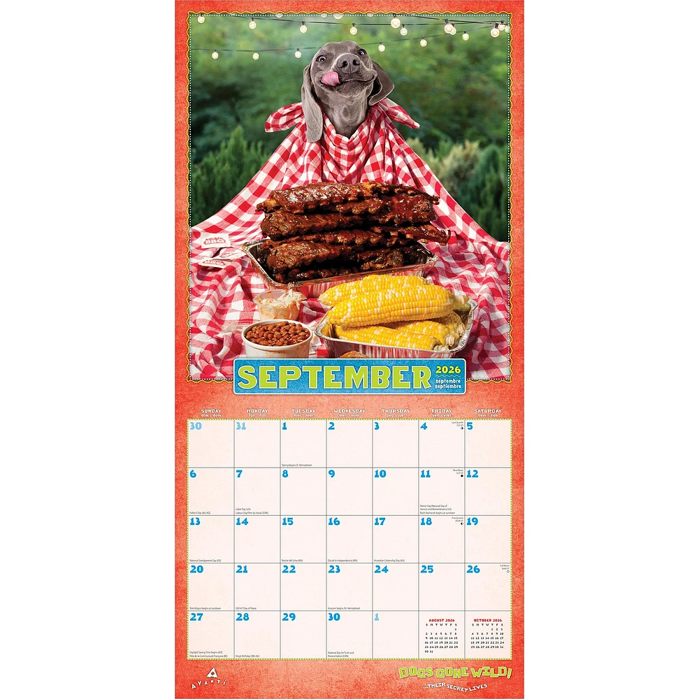 Dogs Gone Wild Avanti 2026 Wall Calendar