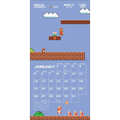 Super Mario Bros 8 Bit Retro Wall 2025 Calendar