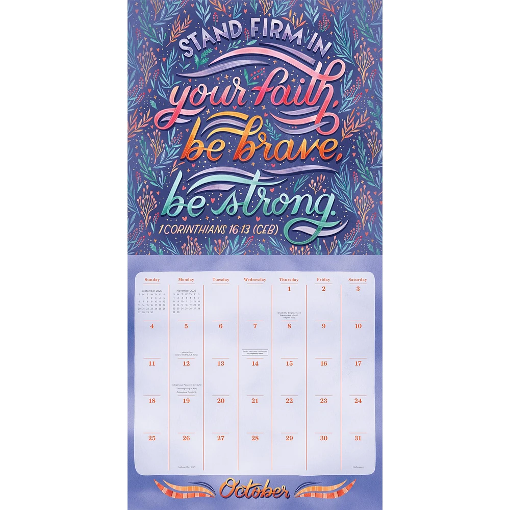 Bible Verses Illustrated 2026 Wall Calendar