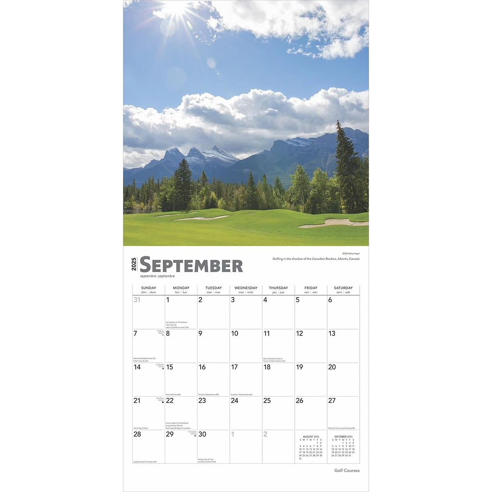 Golf Courses Wall 2025 Calendar