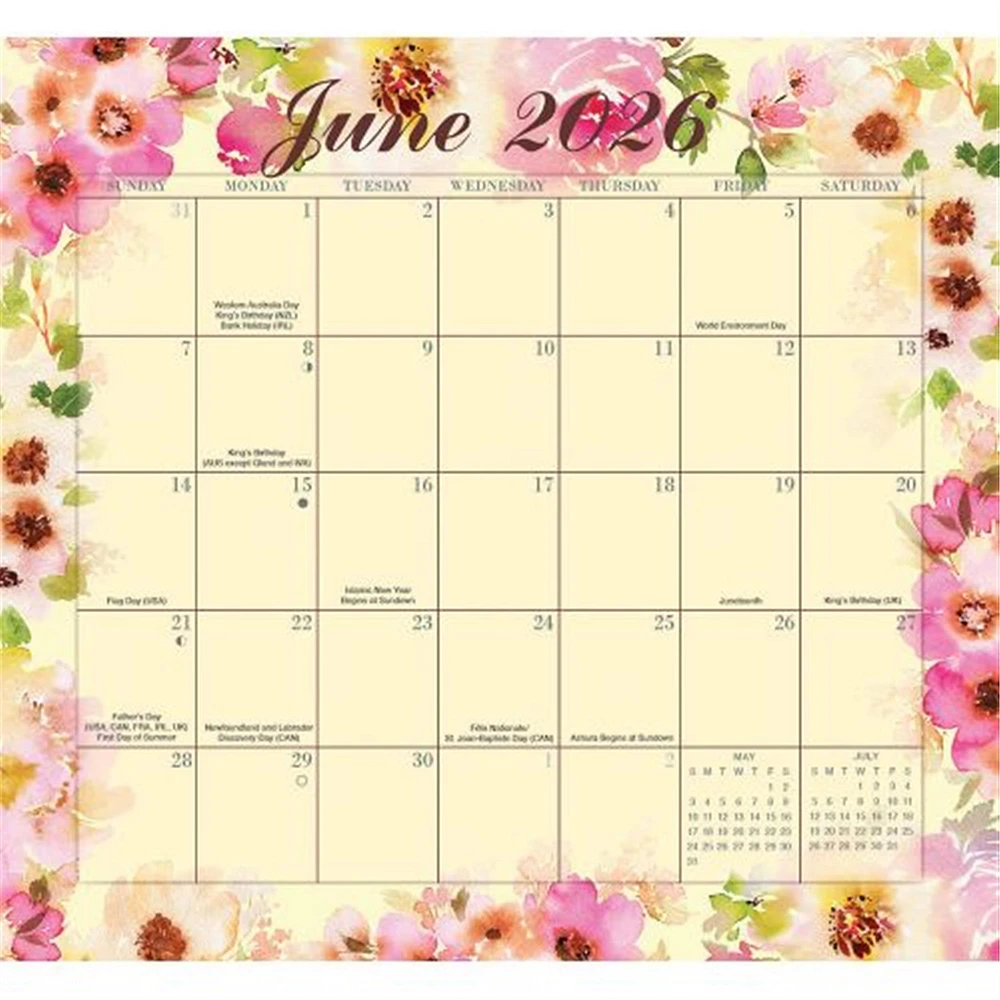 Floral Jumbo Magic Grip 2025-2026 Wall Calendar