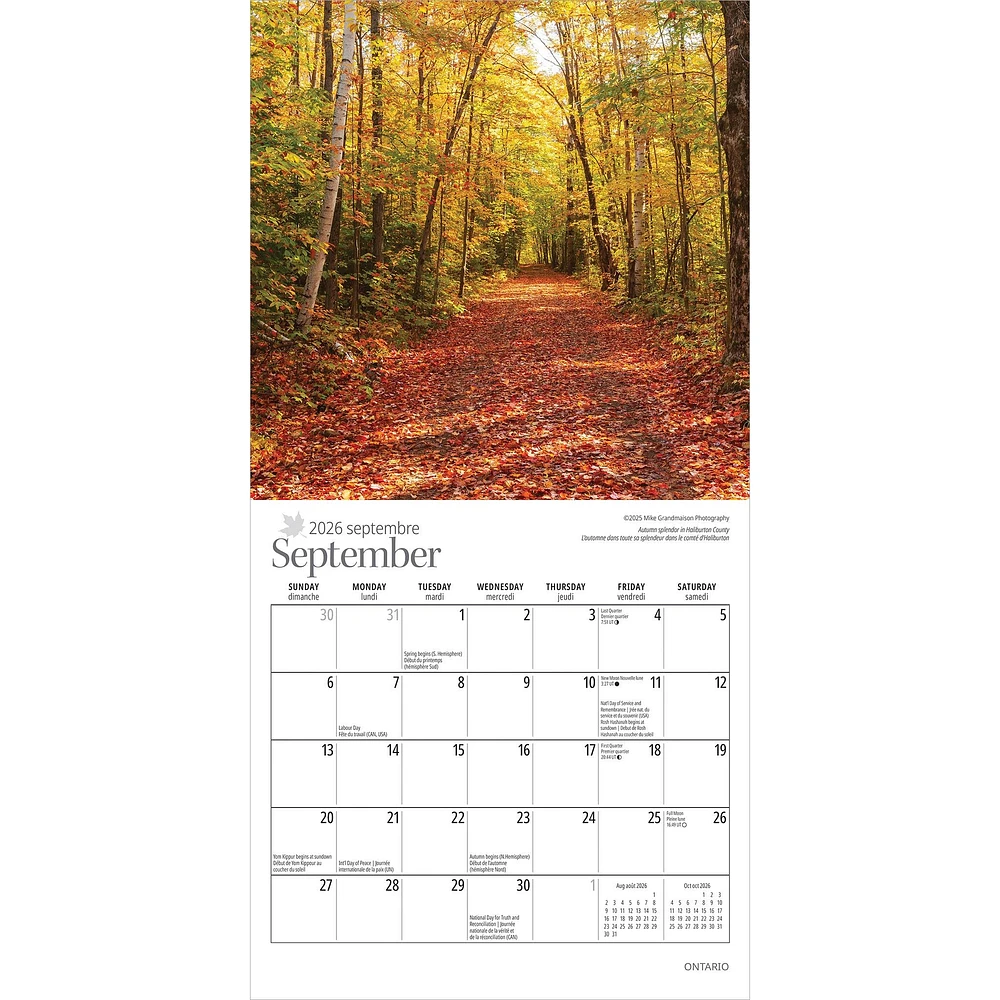 Ontario Bilingual 2026 Mini Calendar