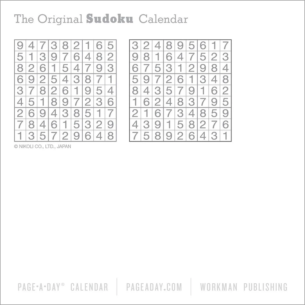 Sudoku 2026 Box Calendar