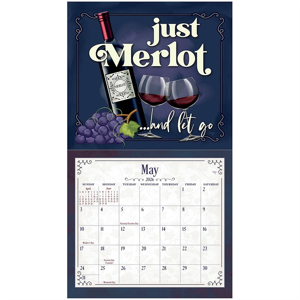 Wine 2026 Deluxe Special Edition Wall Calendar with Cards