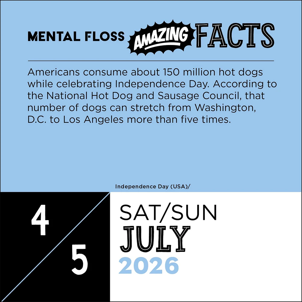Amazing Facts From Mental Floss 2026 Box Calendar
