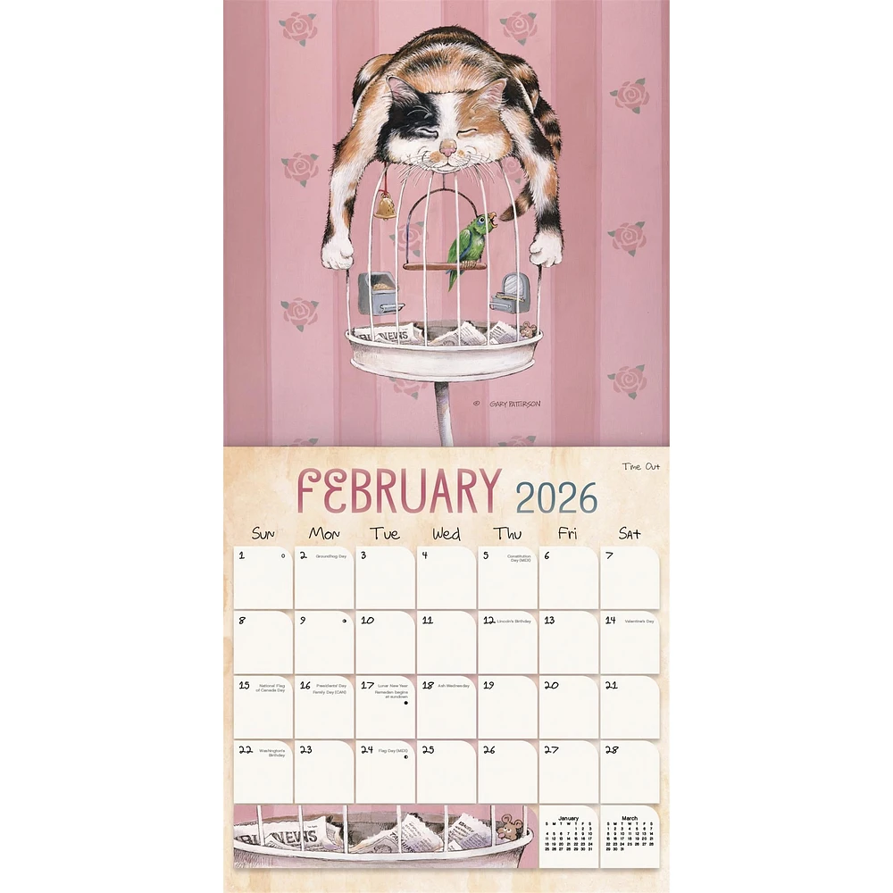 Cats Gary Patterson Exclusive with Print 2026 Deluxe Wall Calendar