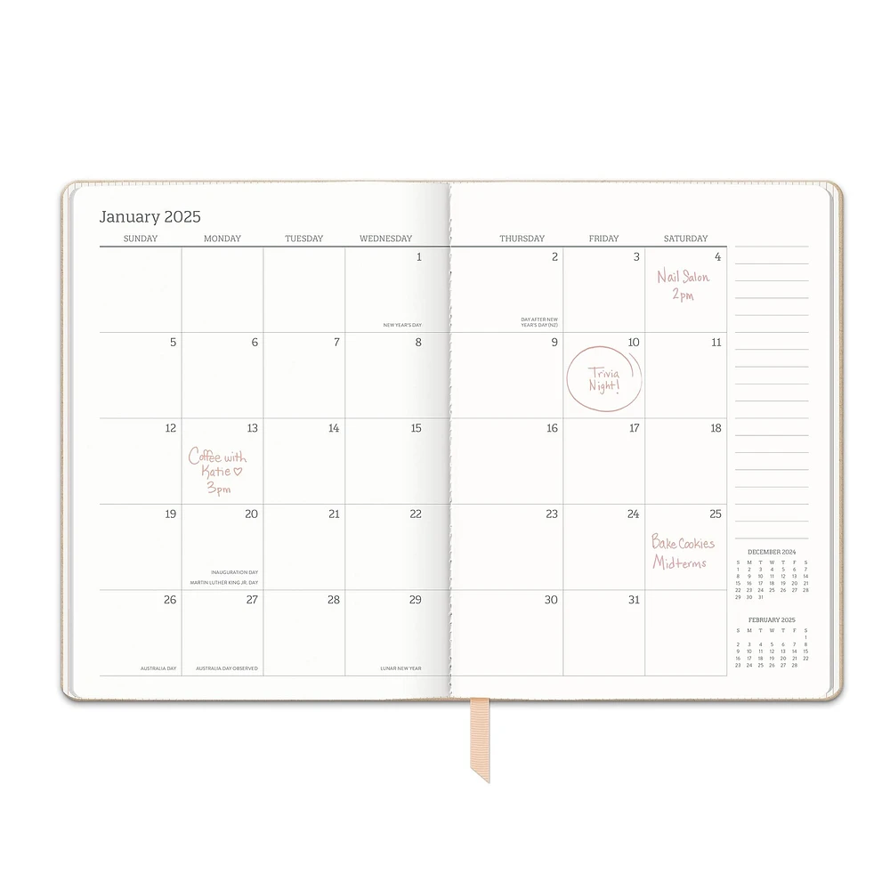 Flowers On Rose Quartz Large Dual-Textured Planner 2025 Calendar