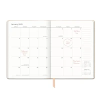 Flowers On Rose Quartz Large Dual-Textured Planner 2025 Calendar