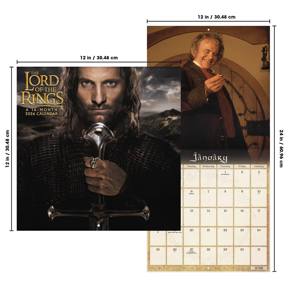 Lord Of The Rings 2026 Wall Calendar