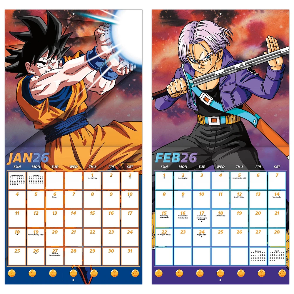 Dragon Ball Z 2026 Wall Calendar