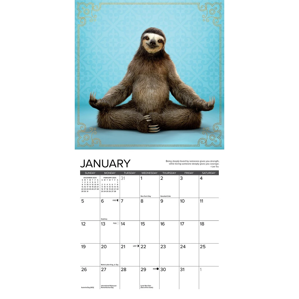 Sloth Yoga Mini 2025 Calendar