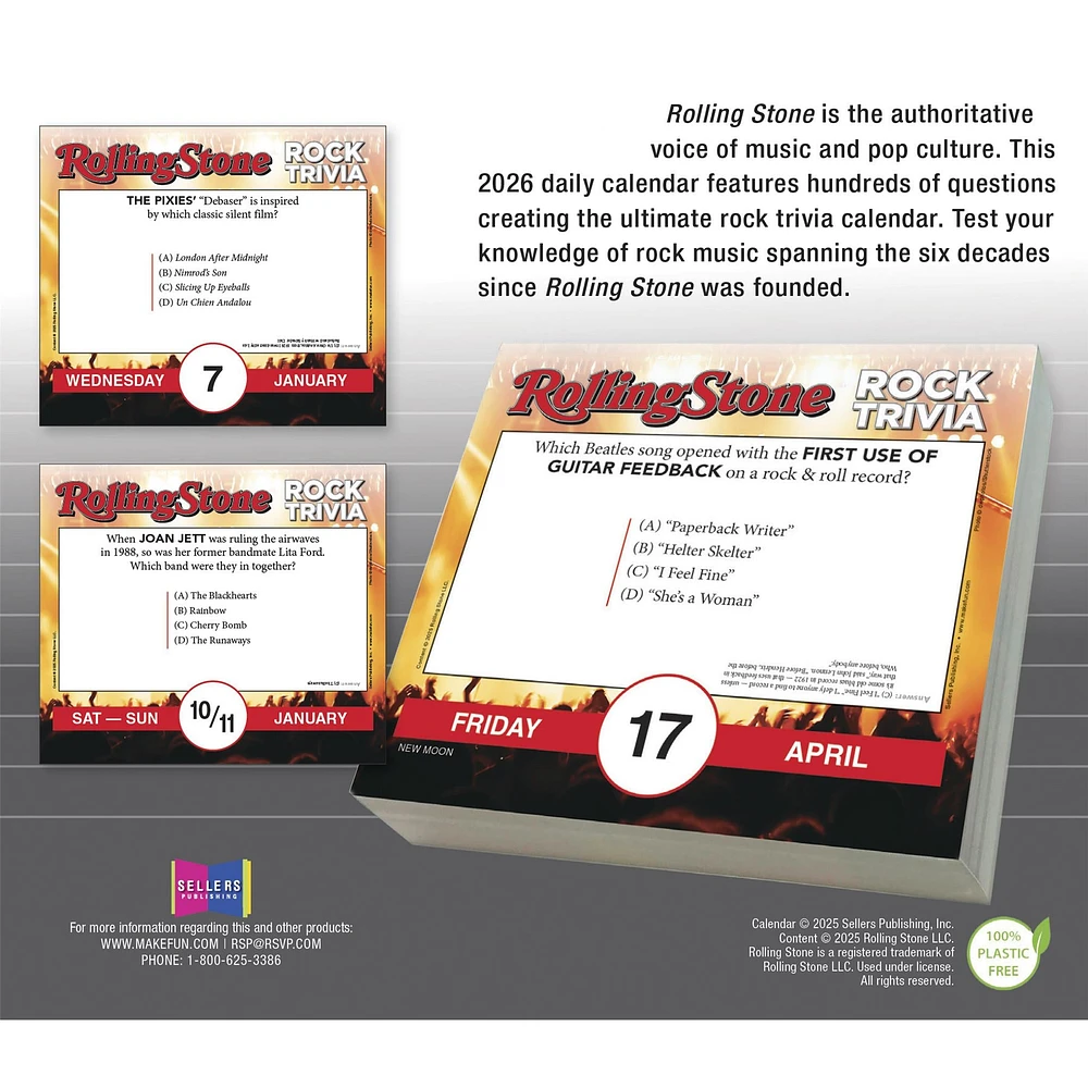 Rolling Stone Rock Trivia 2026 Box Calendar - Online Exclusive