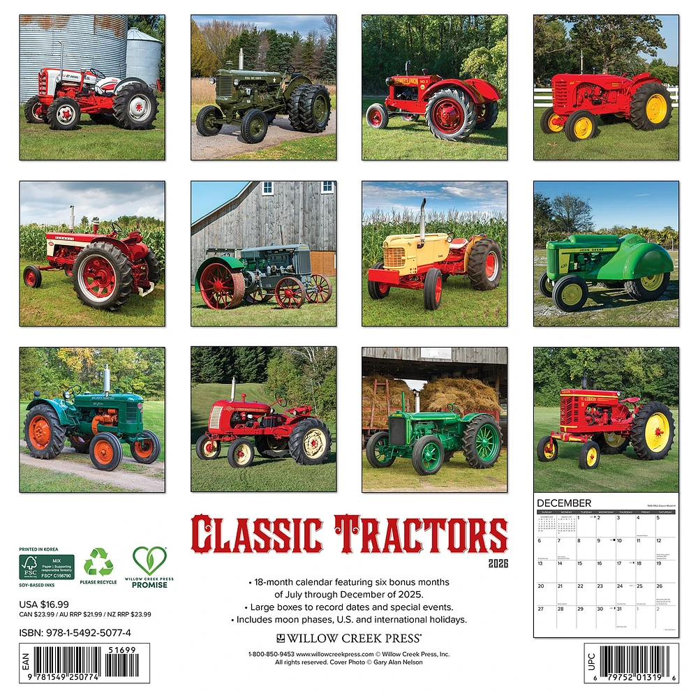 Tractors Classic 2026 Wall Calendar