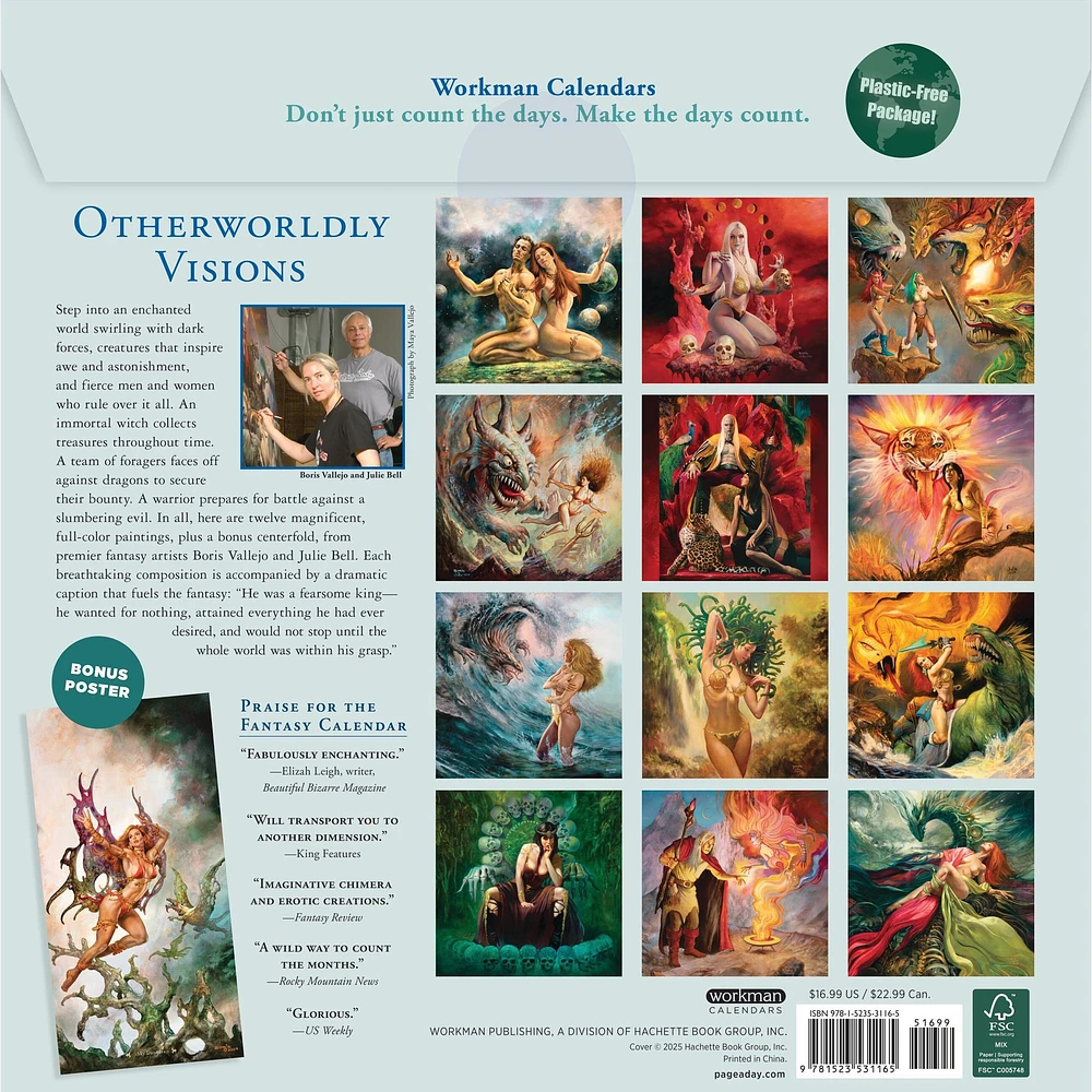 Boris Vallejo And Julie Bells Fantasy 2026 Wall Calendar