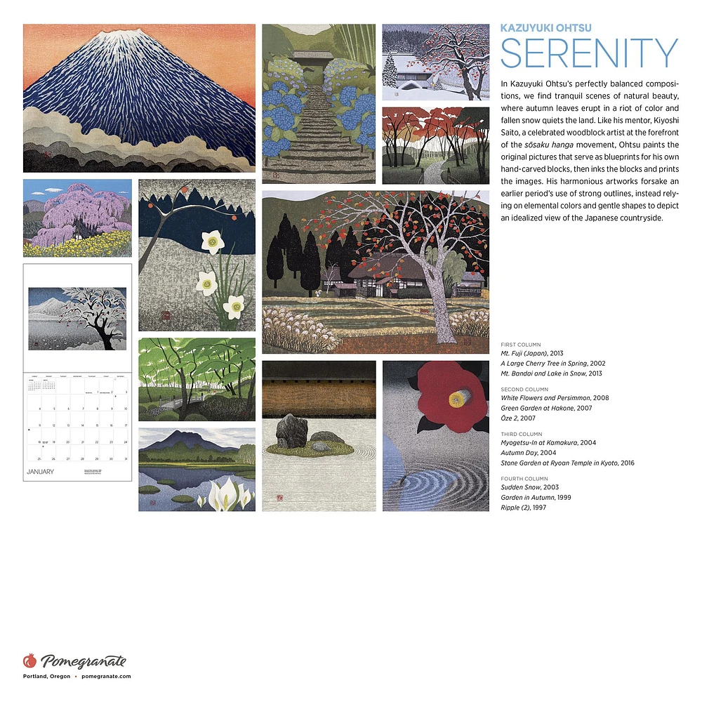 Serenity Kazuyuki Ohtsu 2026 Wall Calendar