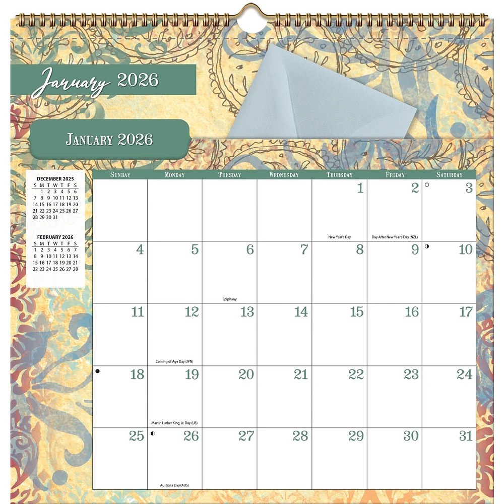 Bohemian File It 2026 Wall Calendar