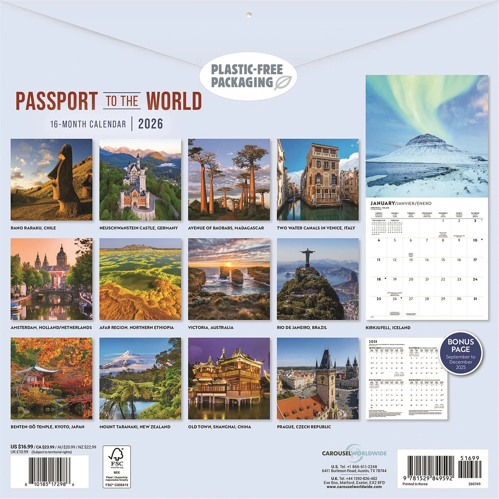 Passports To The World 2026 Wall Calendar