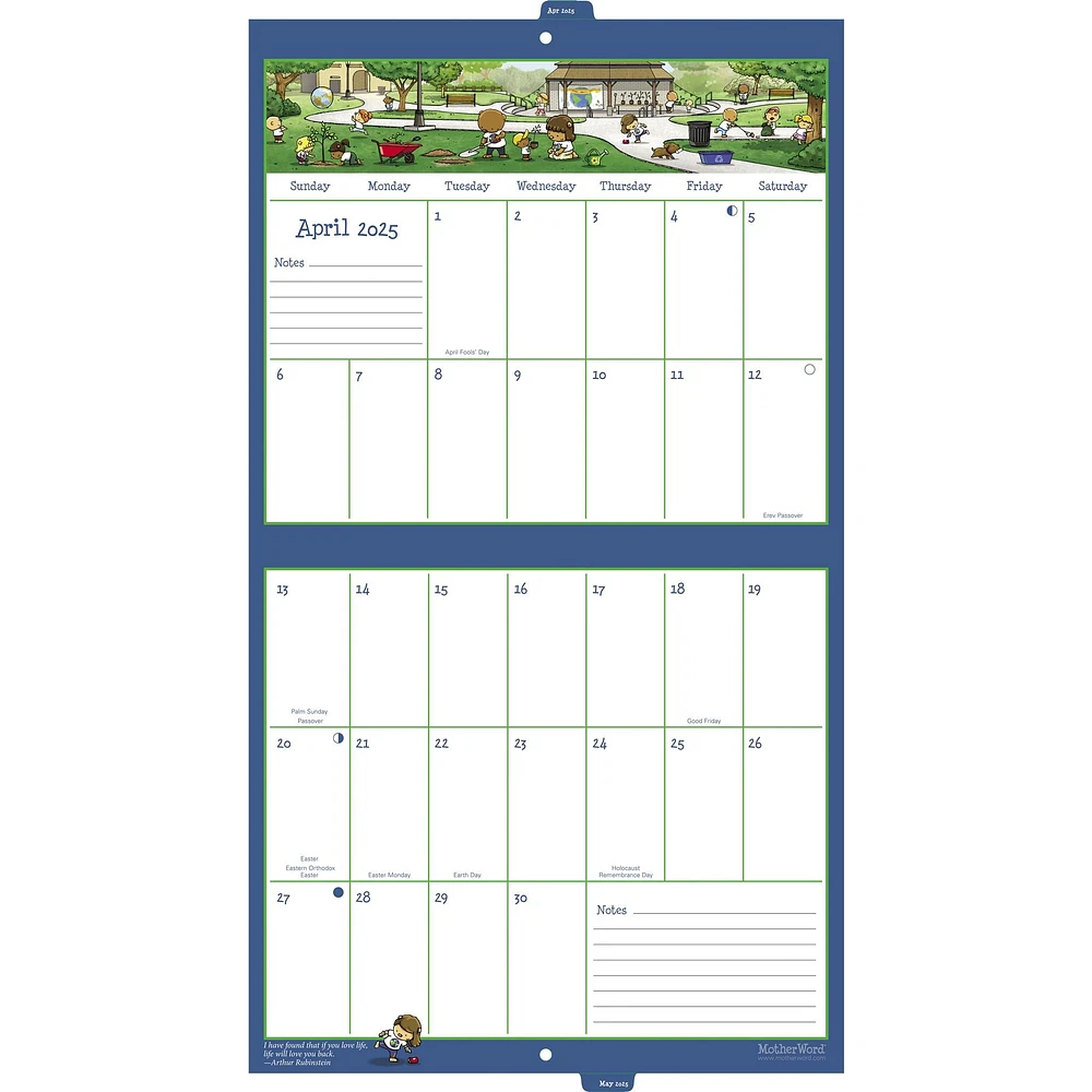 Motherword Tabbed English Wall 2025 Calendar