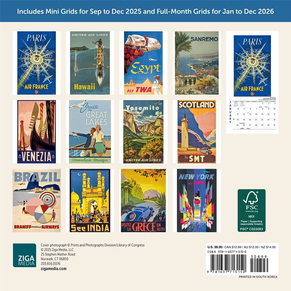 Travel The World 2026 Mini Calendar
