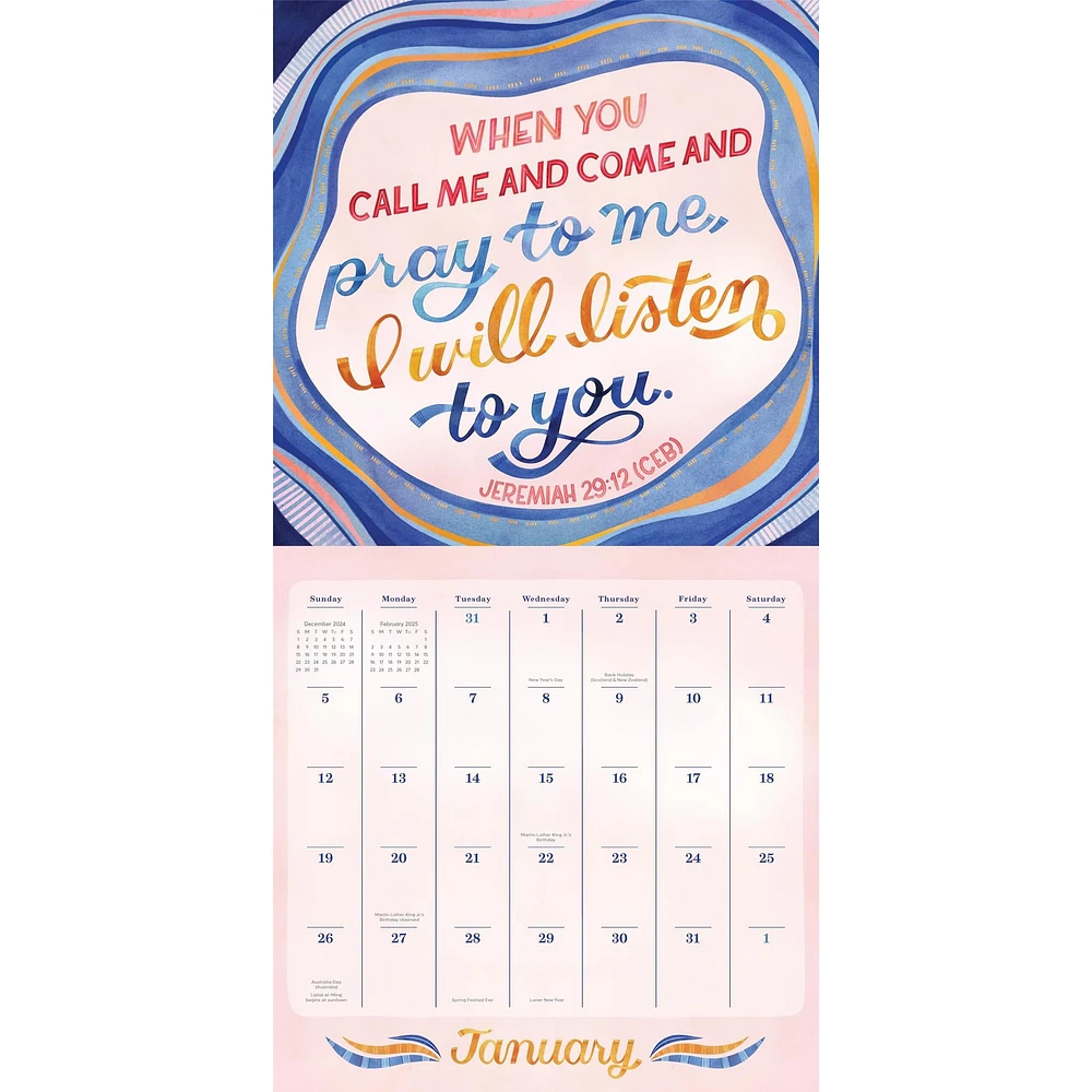 Bible Verses Illustrated Wall 2025 Calendar