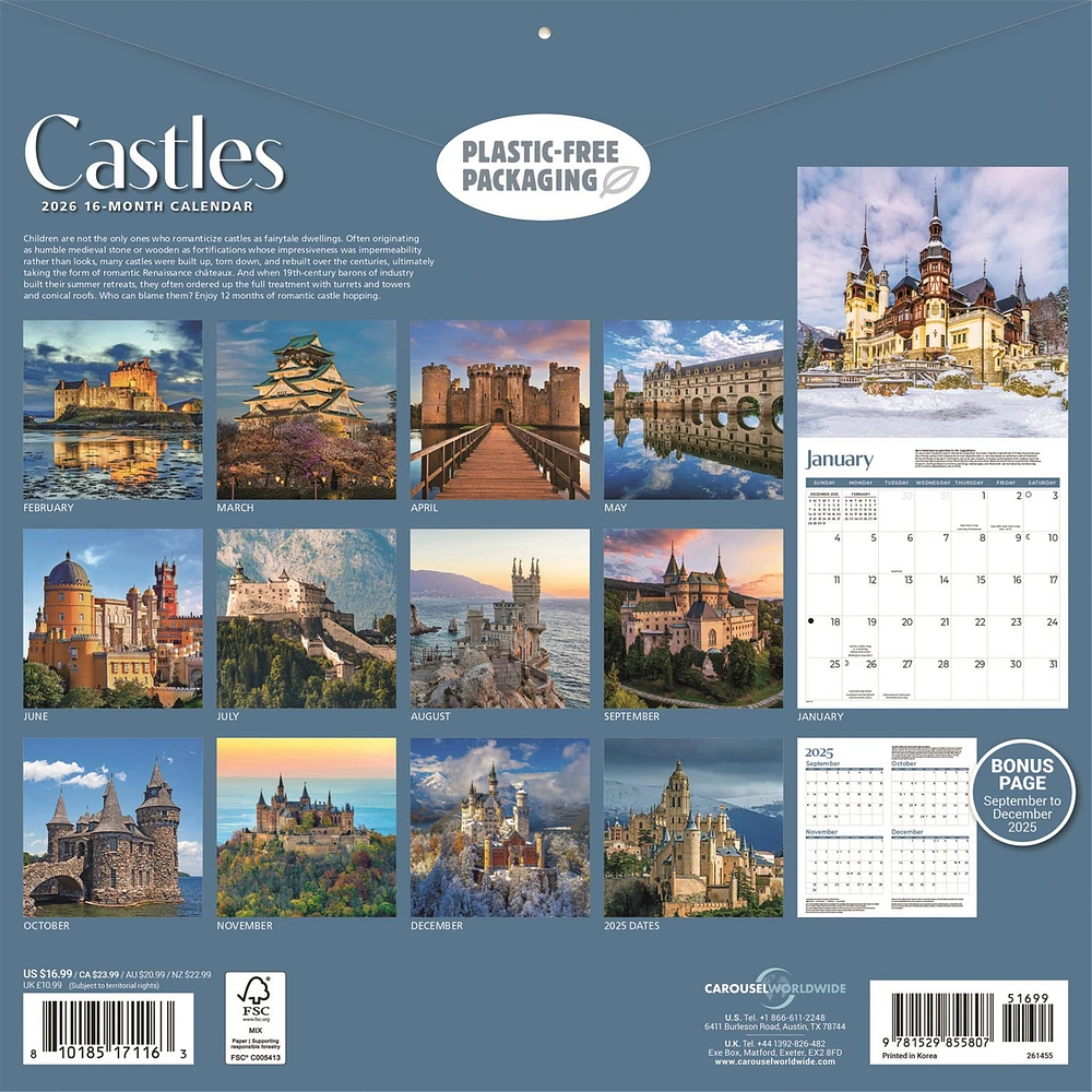 Castles 2026 Wall Calendar
