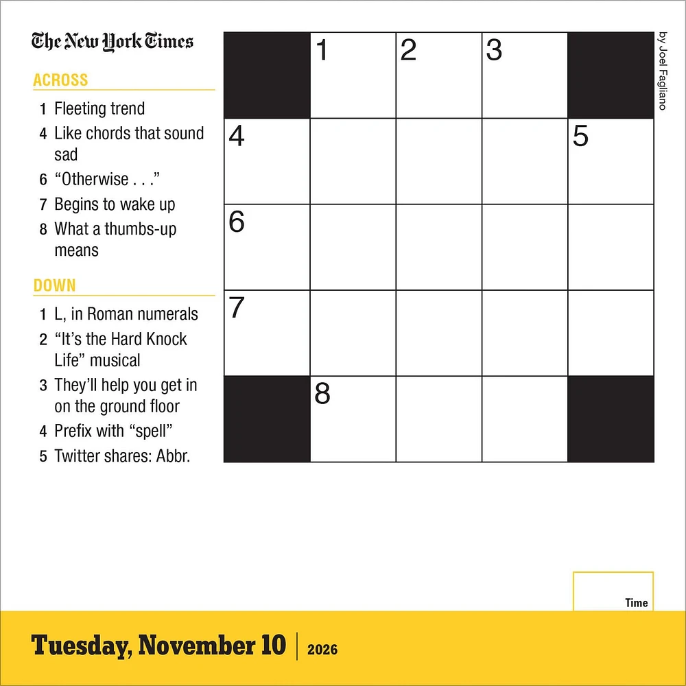 New York Times Mini Crossword 2026 Box Calendar