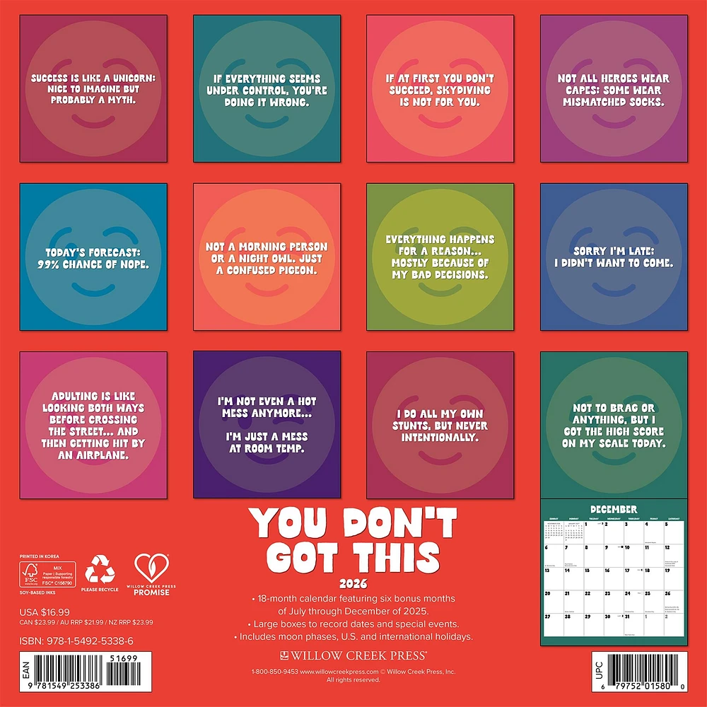 You Dont Got This 2026 Wall Calendar