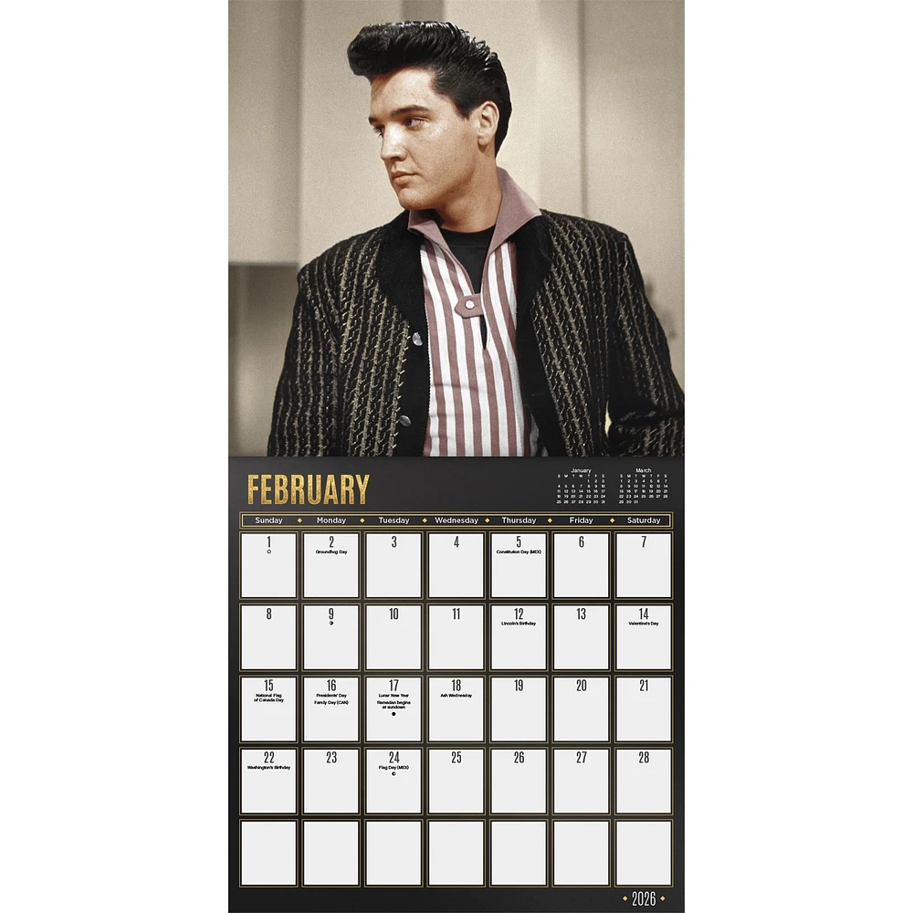 Elvis Presley Exclusive with Print 2026 Deluxe Wall Calendar